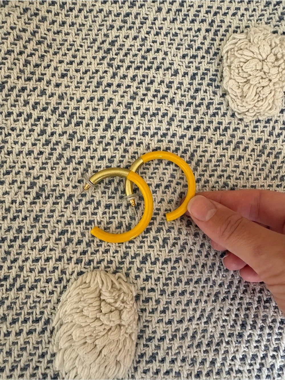 Yellow & gold large open hoop earrings
